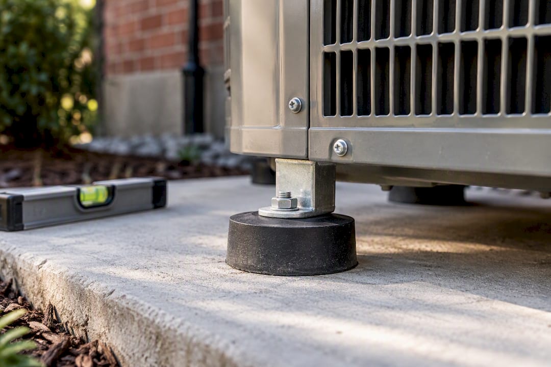 Rubber isolation puck beneath condenser foot