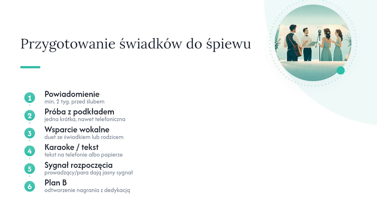 Kroki przygotowania świadków do wspólnego śpiewania