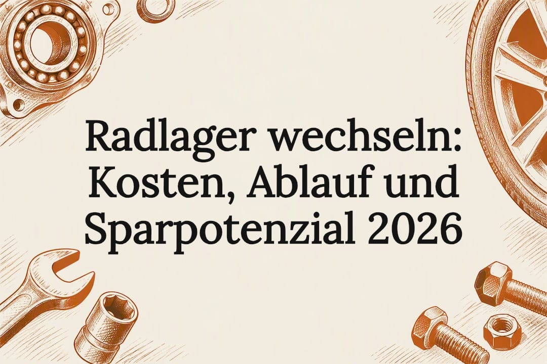 Schmückende Titelkarte mit Radlager und Werkzeugen