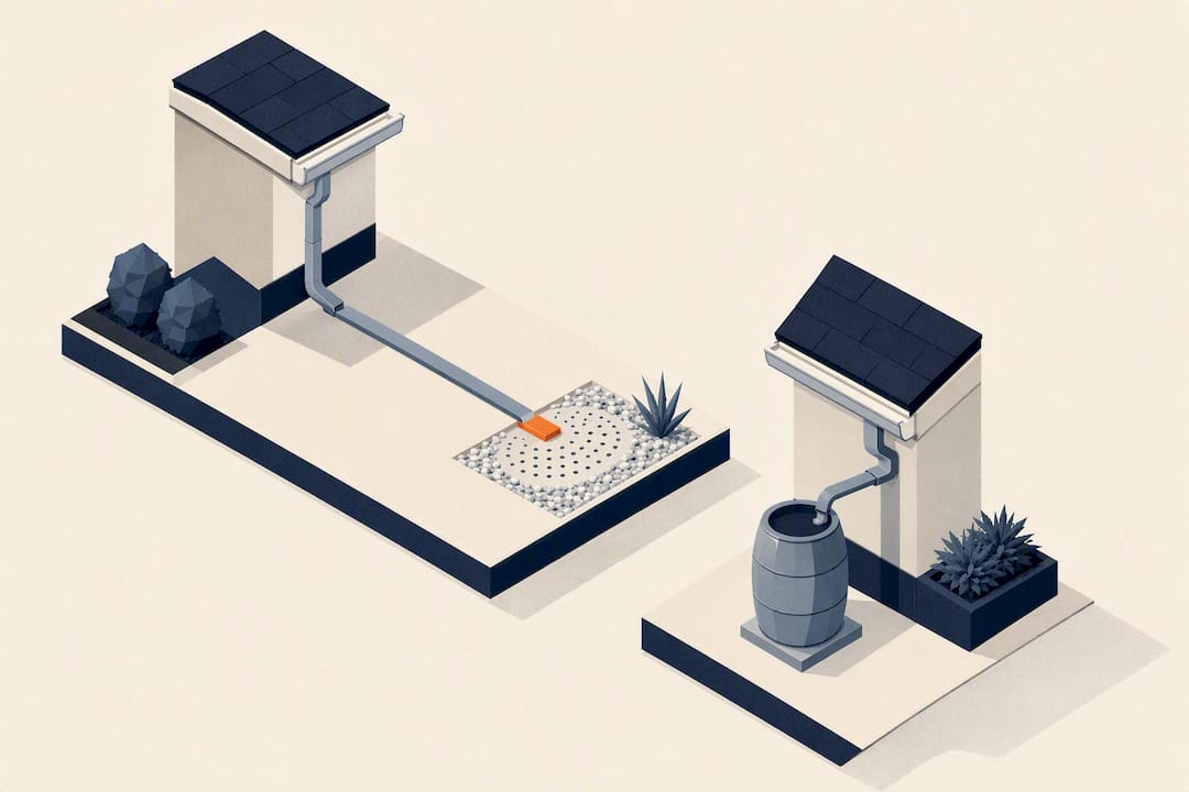 Isometric downspout placement title card