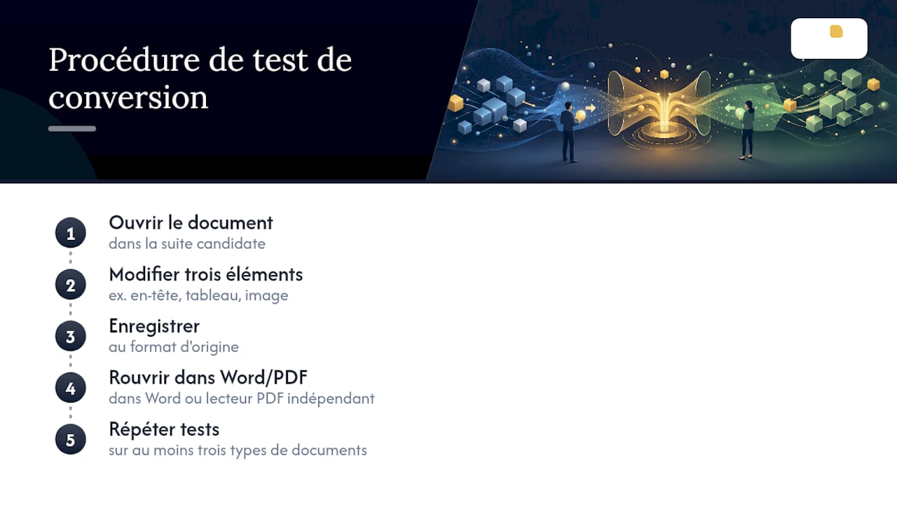 Étapes de test pour la conversion de documents