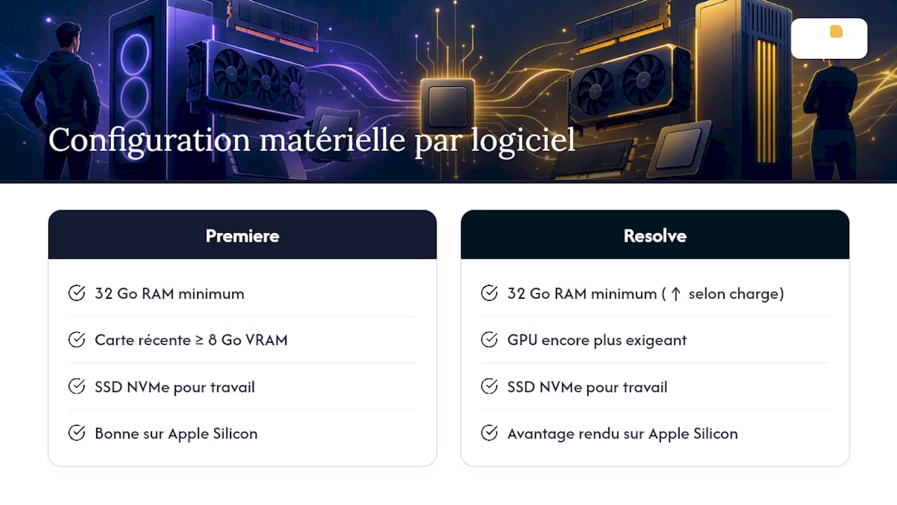 Quelle configuration matérielle privilégier pour chaque logiciel ? — overview diagram