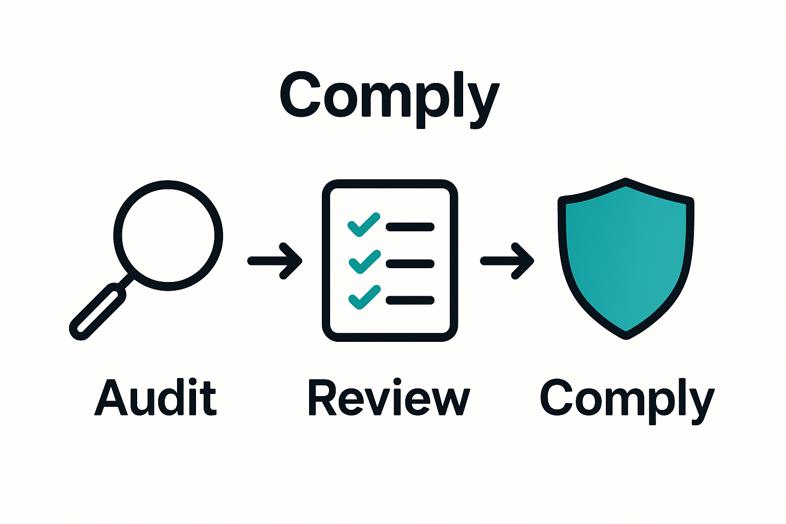 Three-step compliance review infographic