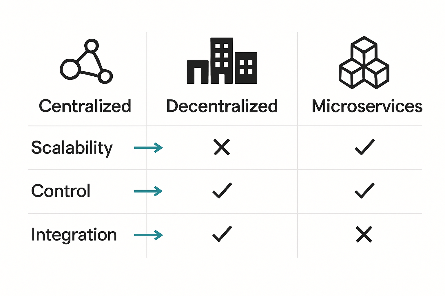 Infographic comparing multi-site cms architectures