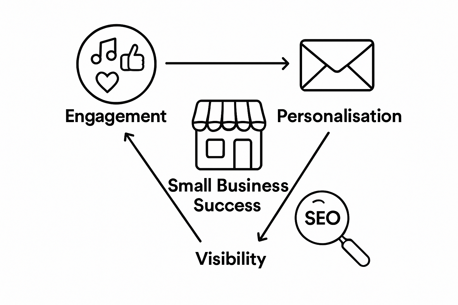 Infographic of interconnected digital marketing channels