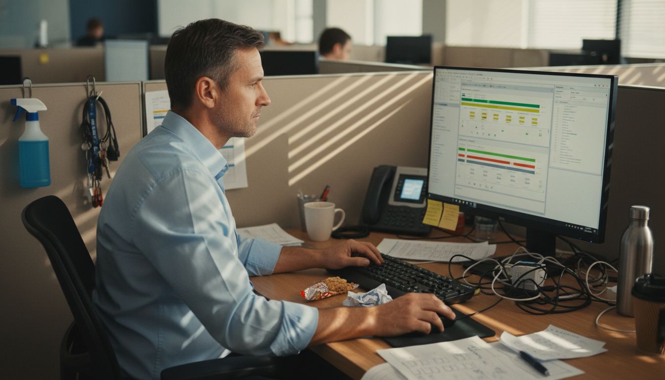 IT manager overseeing automated office tasks