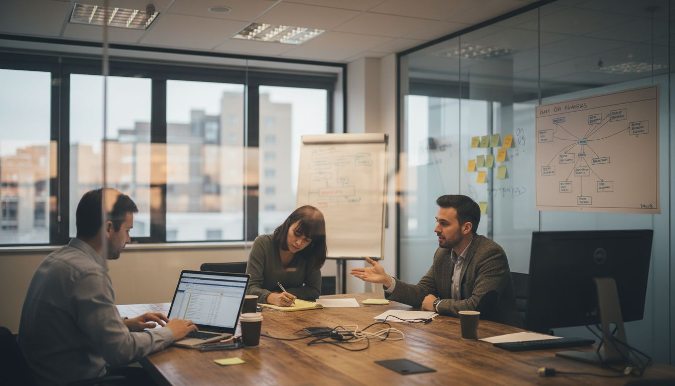 Team discusses tech stack integration workflow