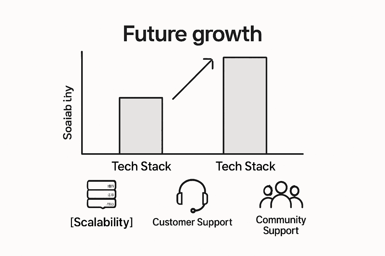 Infographic comparing tech stack scalability and support