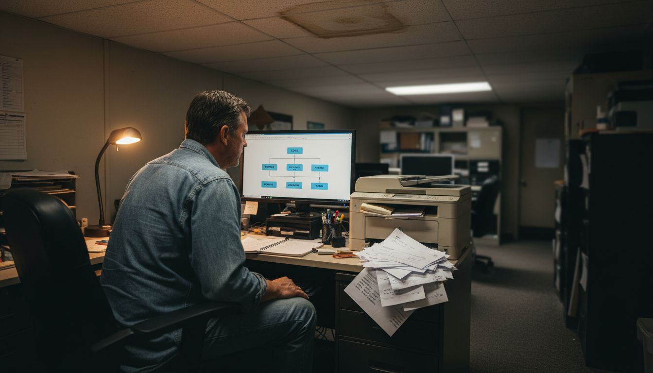 Business owner working on digital workflow