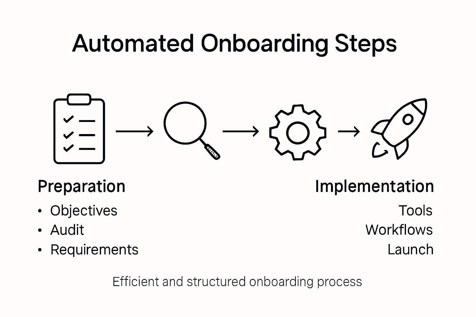 Infographic showing onboarding automation steps and features
