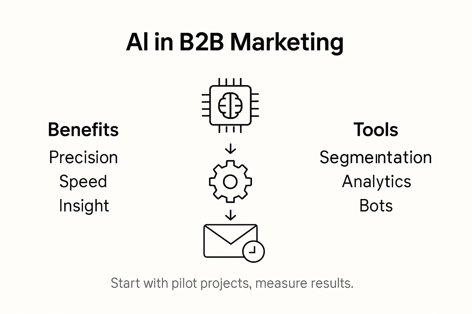Infographic showing AI applications and benefits in B2B