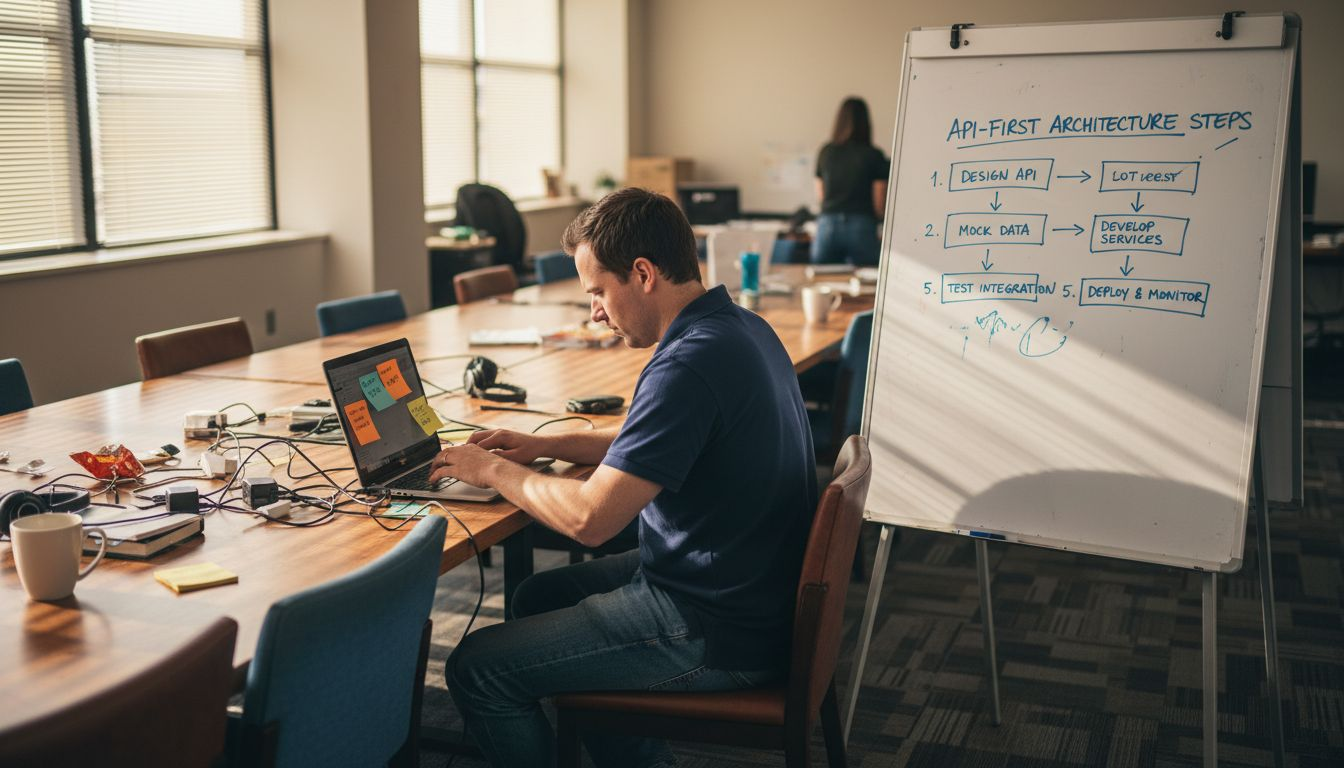 Developer working on modular application workflow