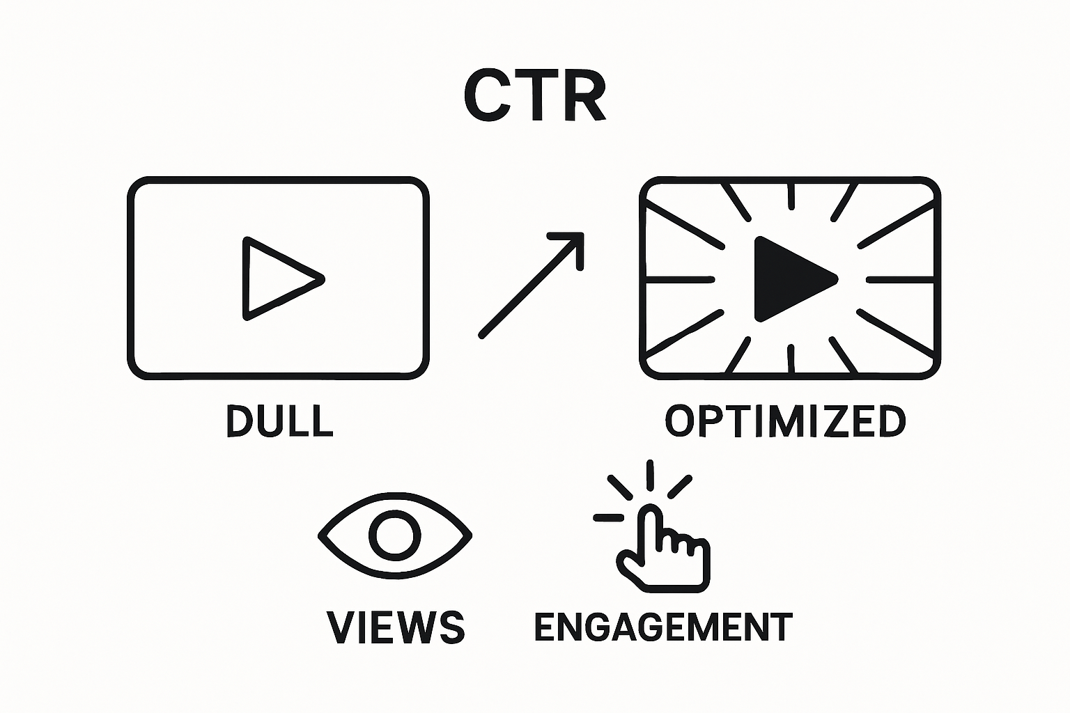 Infographic comparing generic vs attention-grabbing YouTube thumbnails