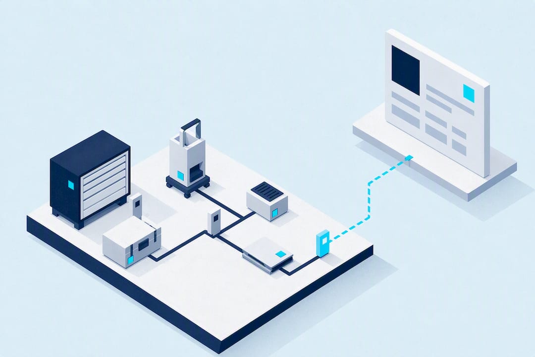 Isometric asset tagging title card illustration