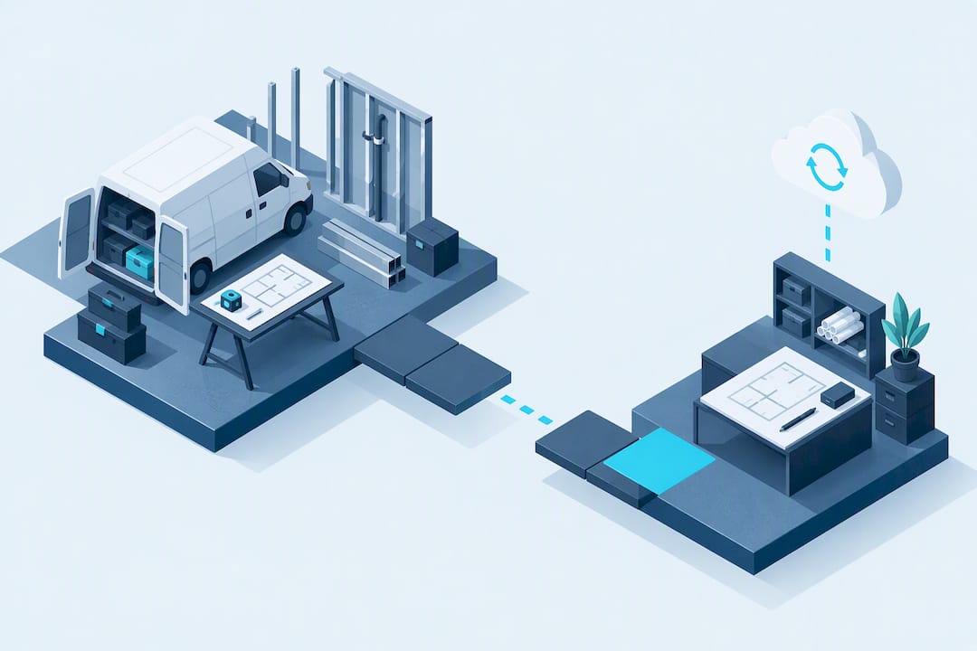 Isometric offline estimating workflow illustration