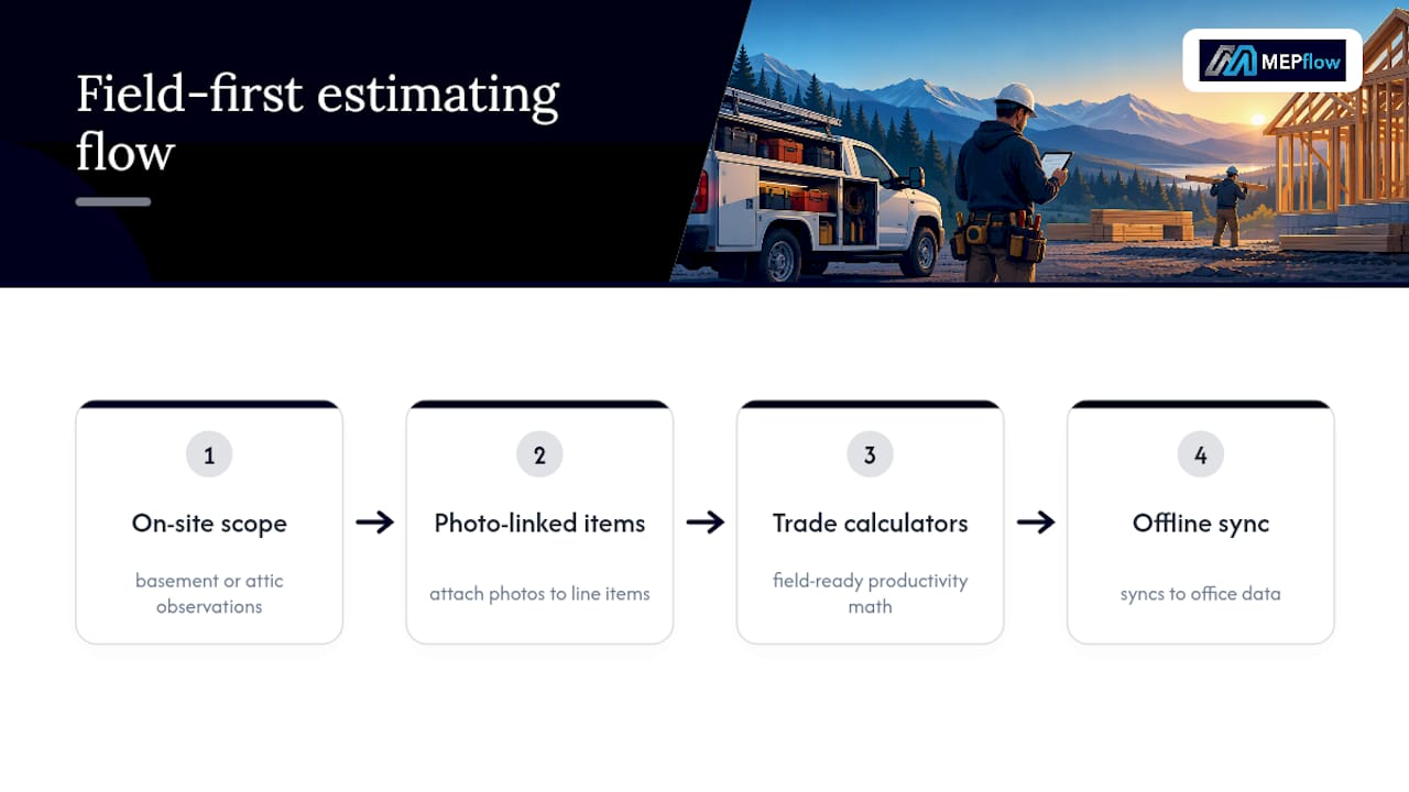 Offline field estimating features connected in workflow