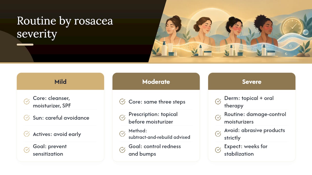 Adjusting Your Routine as Rosacea Severity Changes — overview diagram