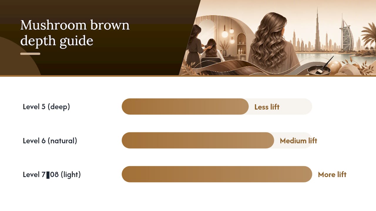 Mushroom brown hair level depth guide