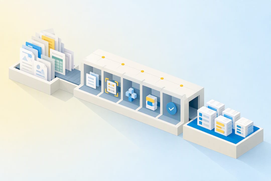 Isometric intelligent document processing title card