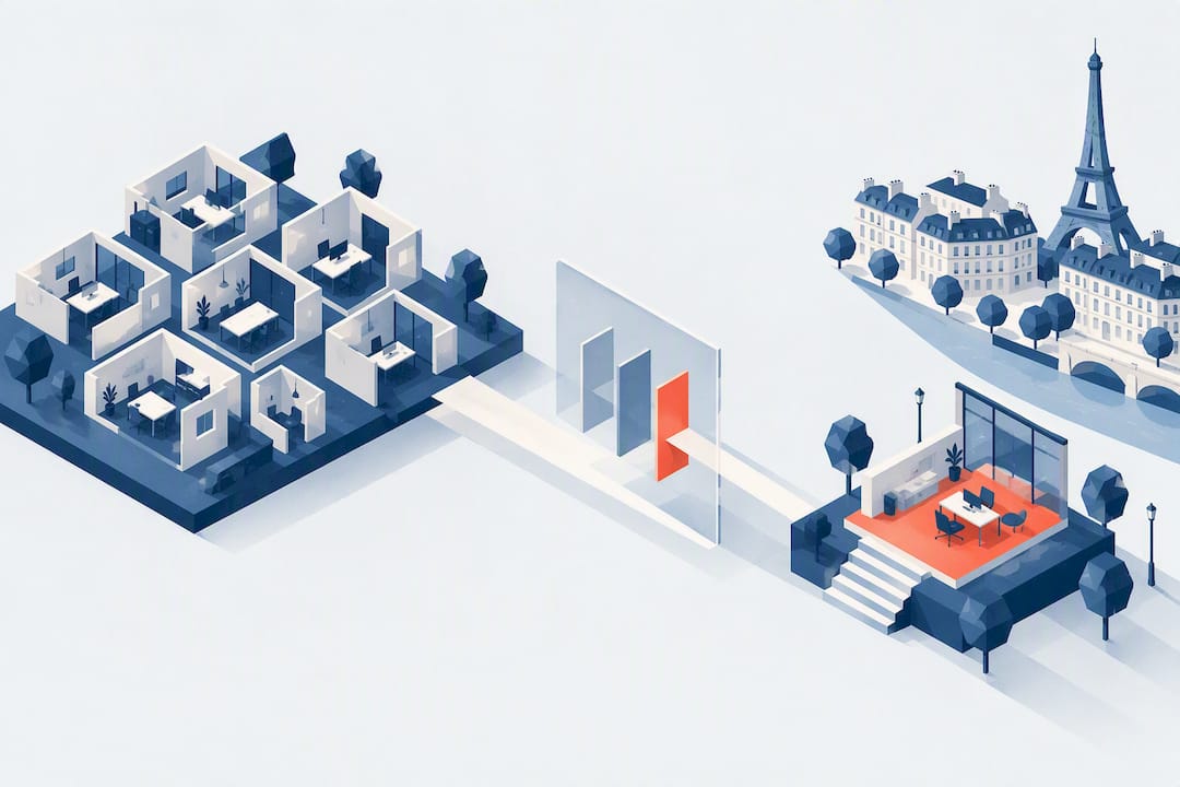 Illustration géométrique pour choisir rapidement des bureaux