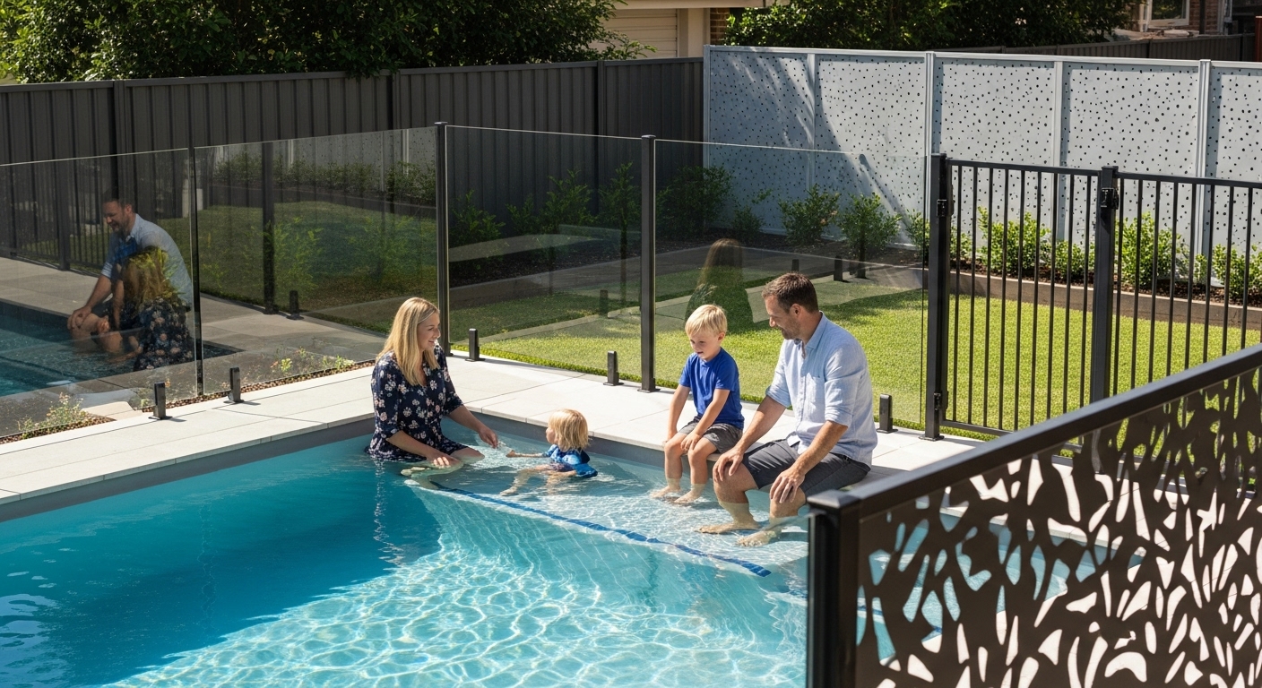 pool fence ideas, safe swimming, backyard design