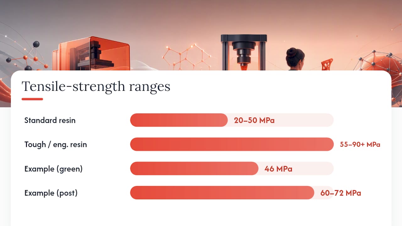 Resin tensile strength ranges comparison