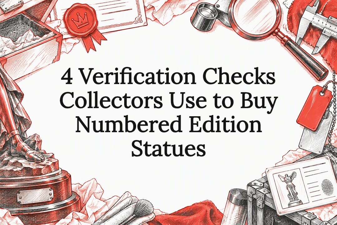 Decorative numbered statue verification title card