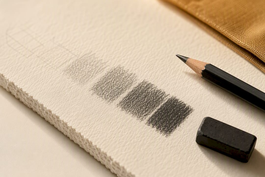 Graphite layers preserved on textured paper