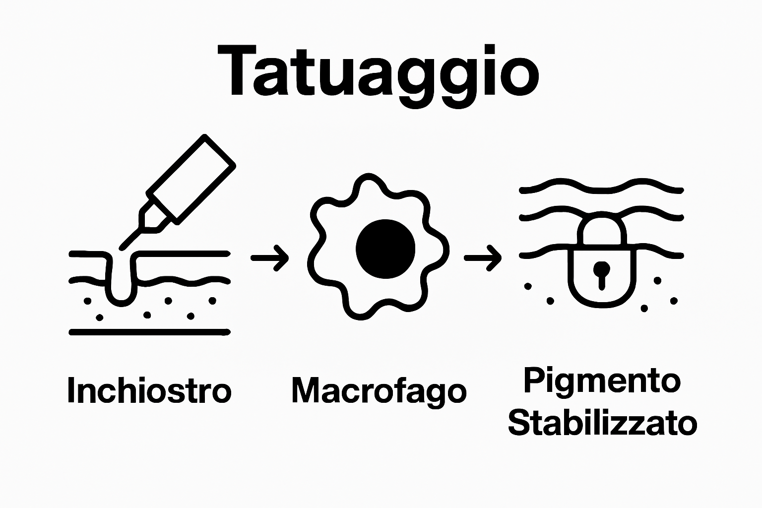 Infographic of immune cells capturing tattoo pigment in skin