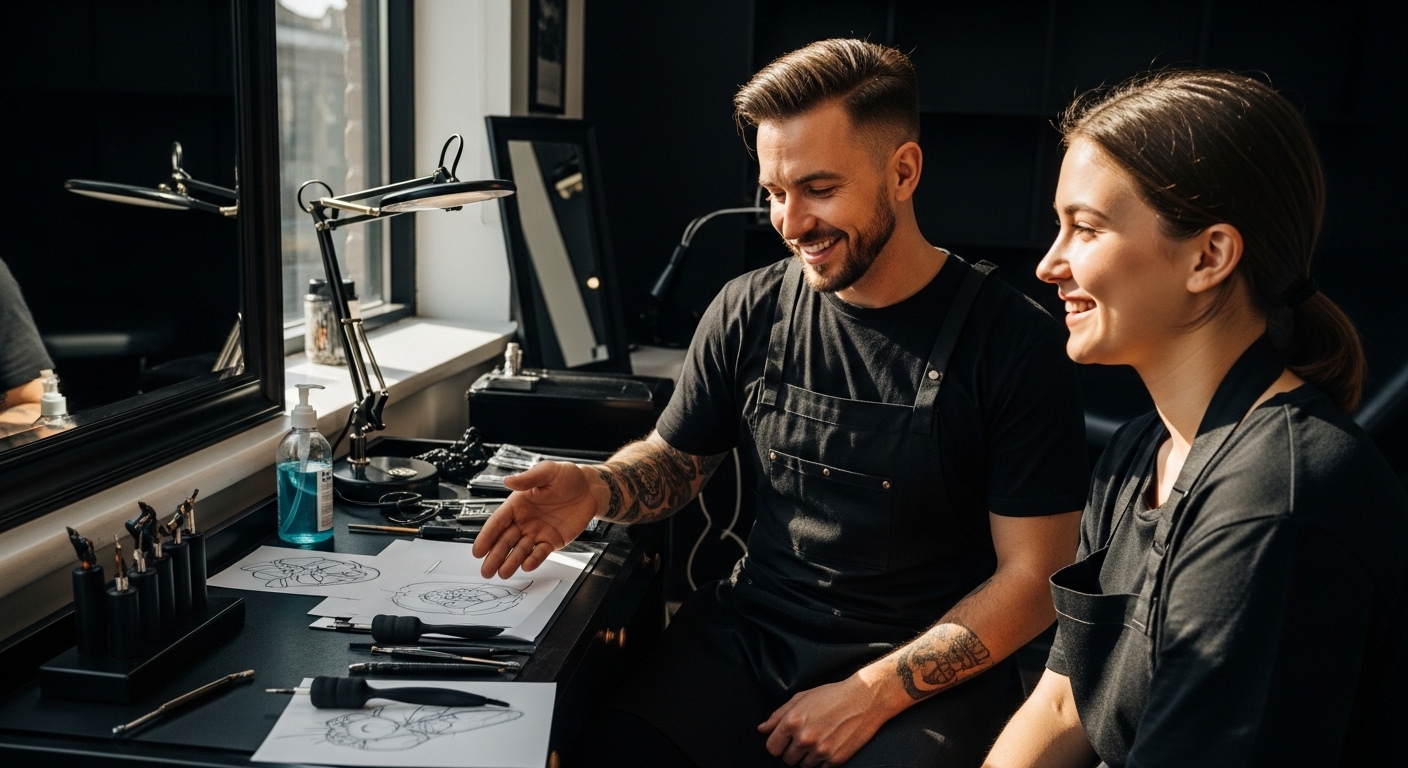 tattoo studio, delicate tattoo, consultation