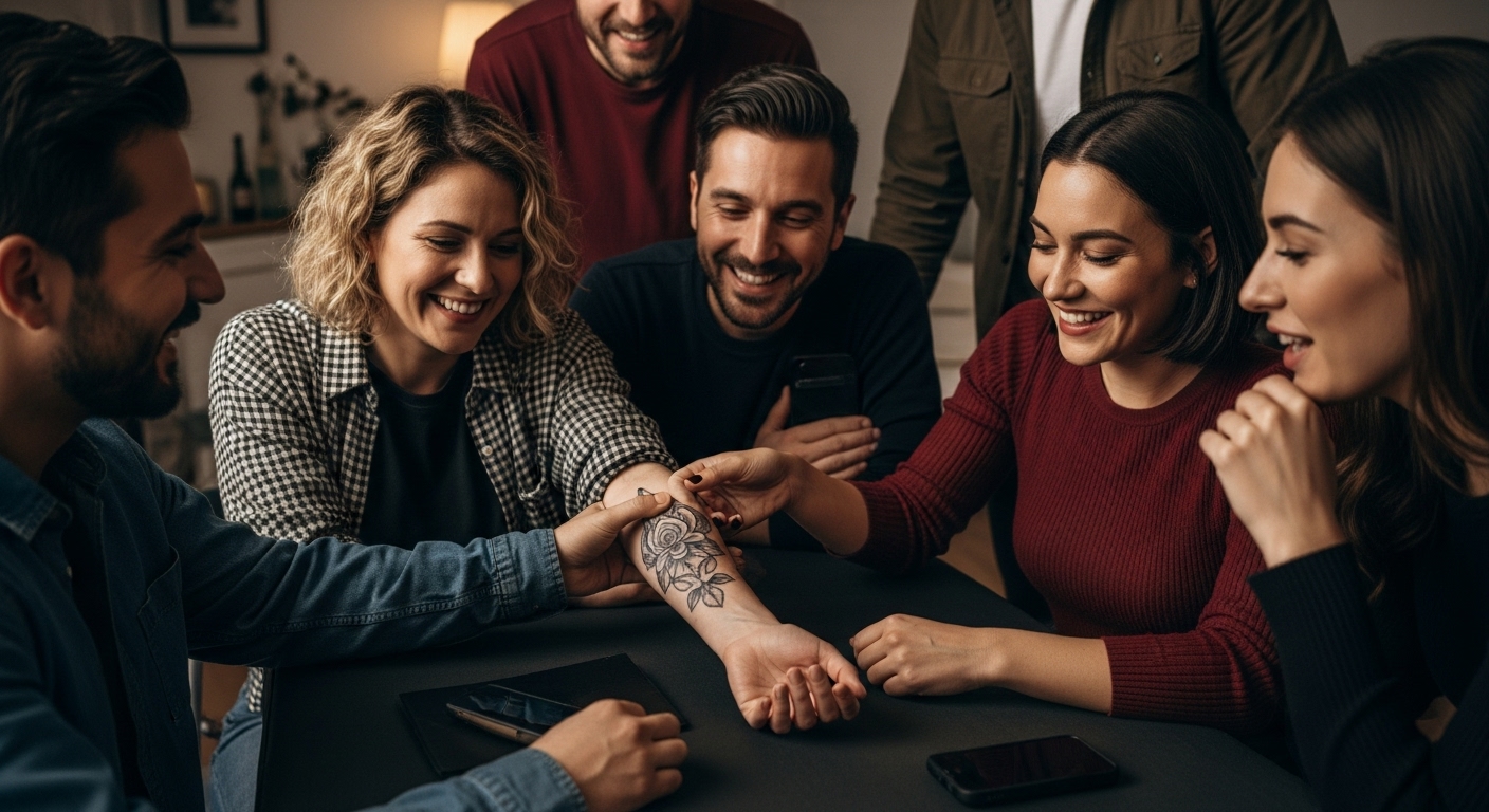 παρουσίαση τατουάζ σε φίλους