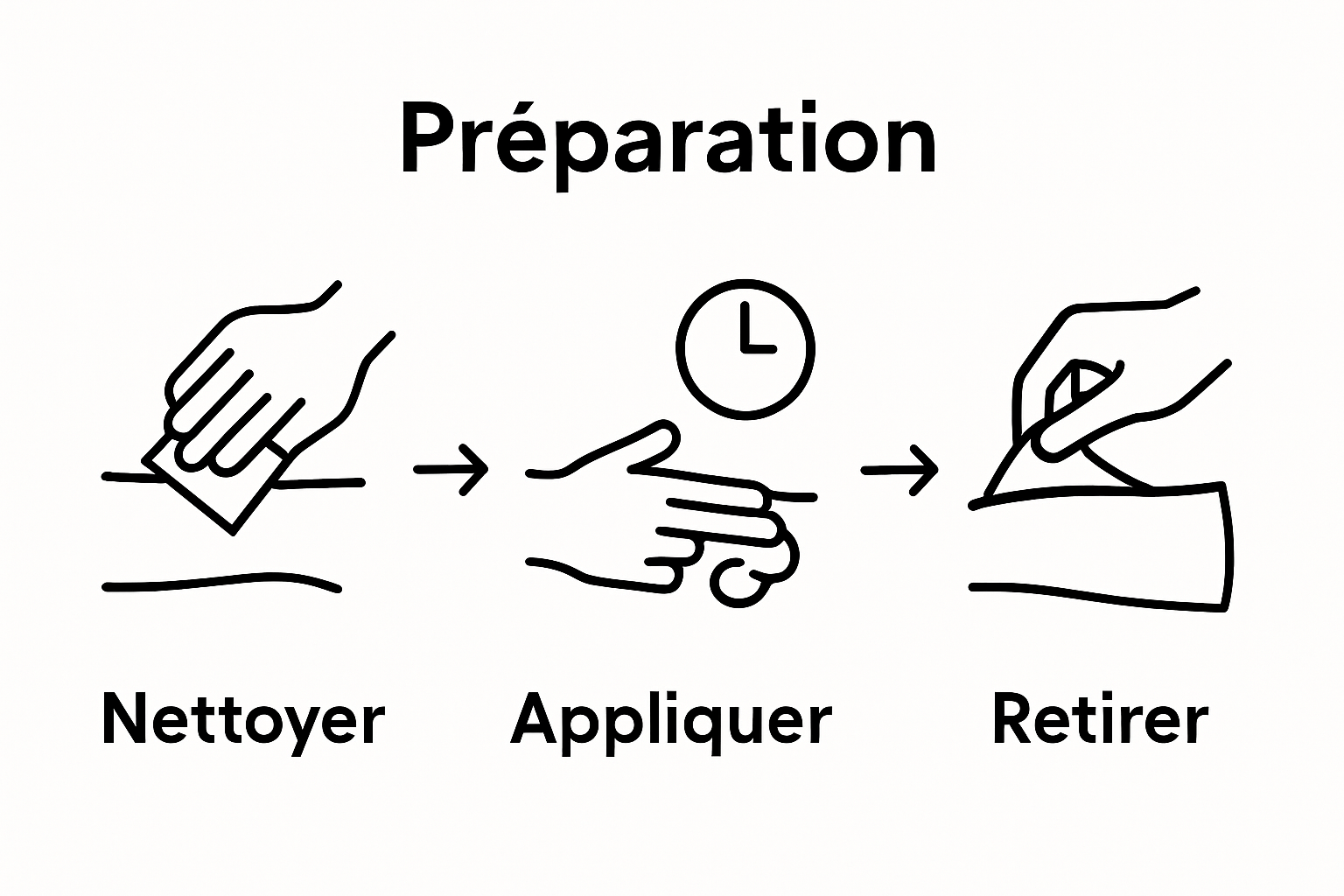 Infographic showing three steps to apply tattoo anesthetic: clean skin, apply cream, cover with film.
