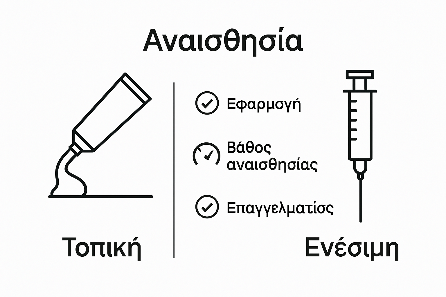 Diagram comparing topical and injectable tattoo anesthesia