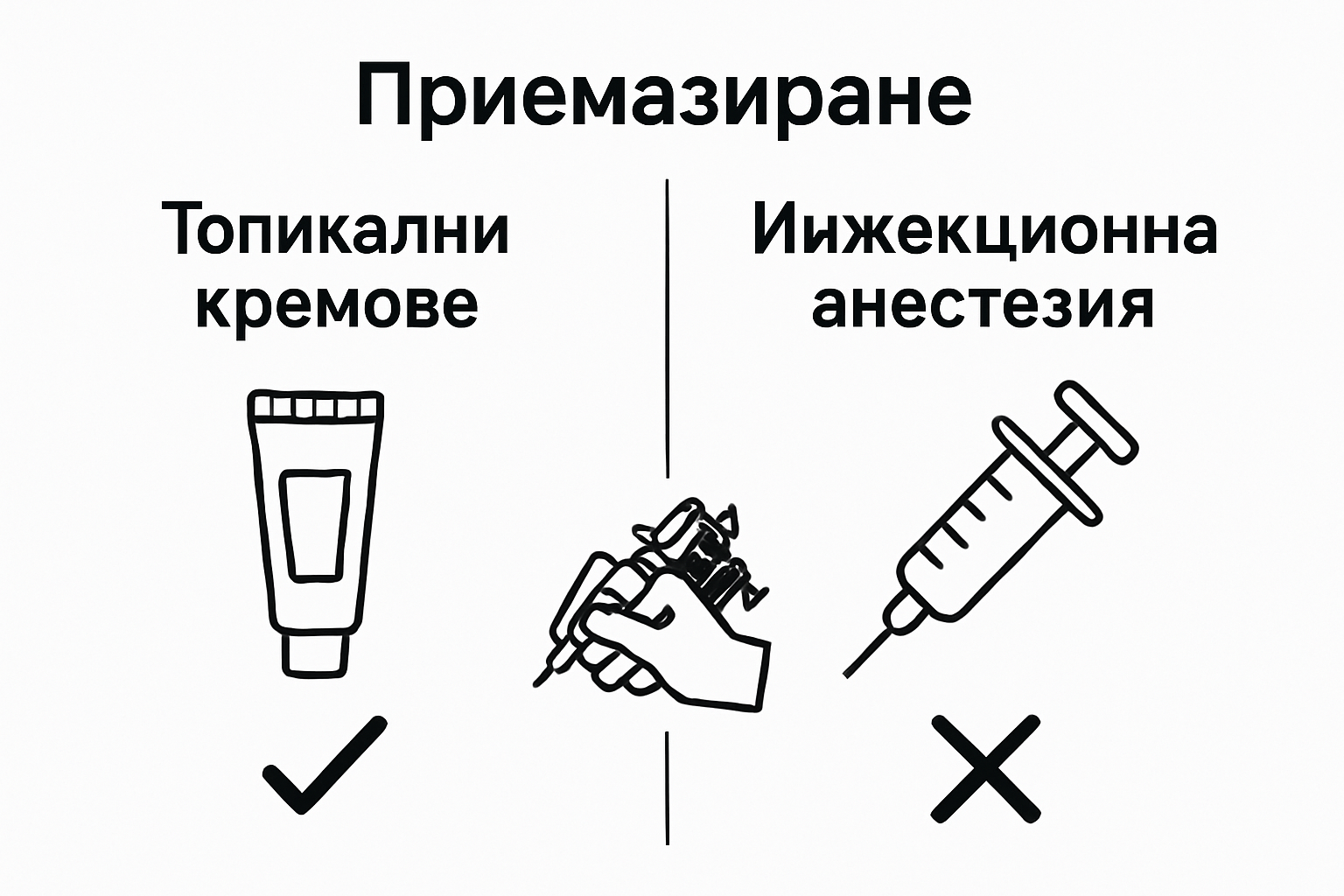 Visual comparison of topical versus injection anesthesia for tattoos