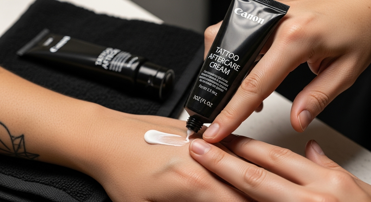 krok po kroku nakładanie kremu do tatuażu