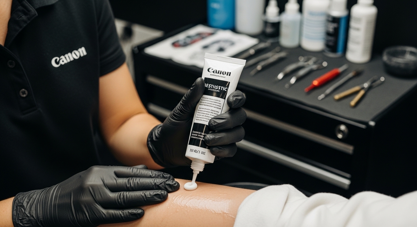 applicazione crema anestetica tatuaggi