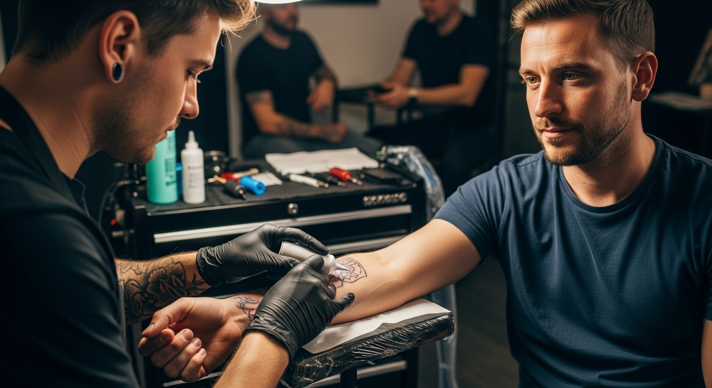 applicazione crema anestetica tatuaggio