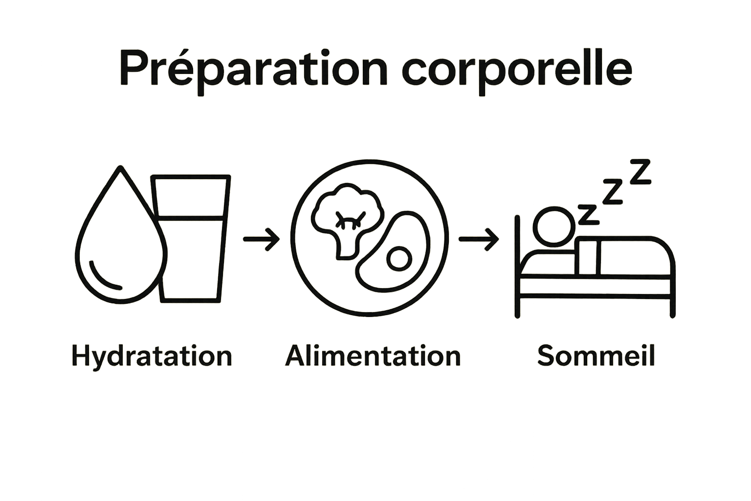 Infographic illustrating hydration, nutrition, and sleep as pre-tattoo preparation steps