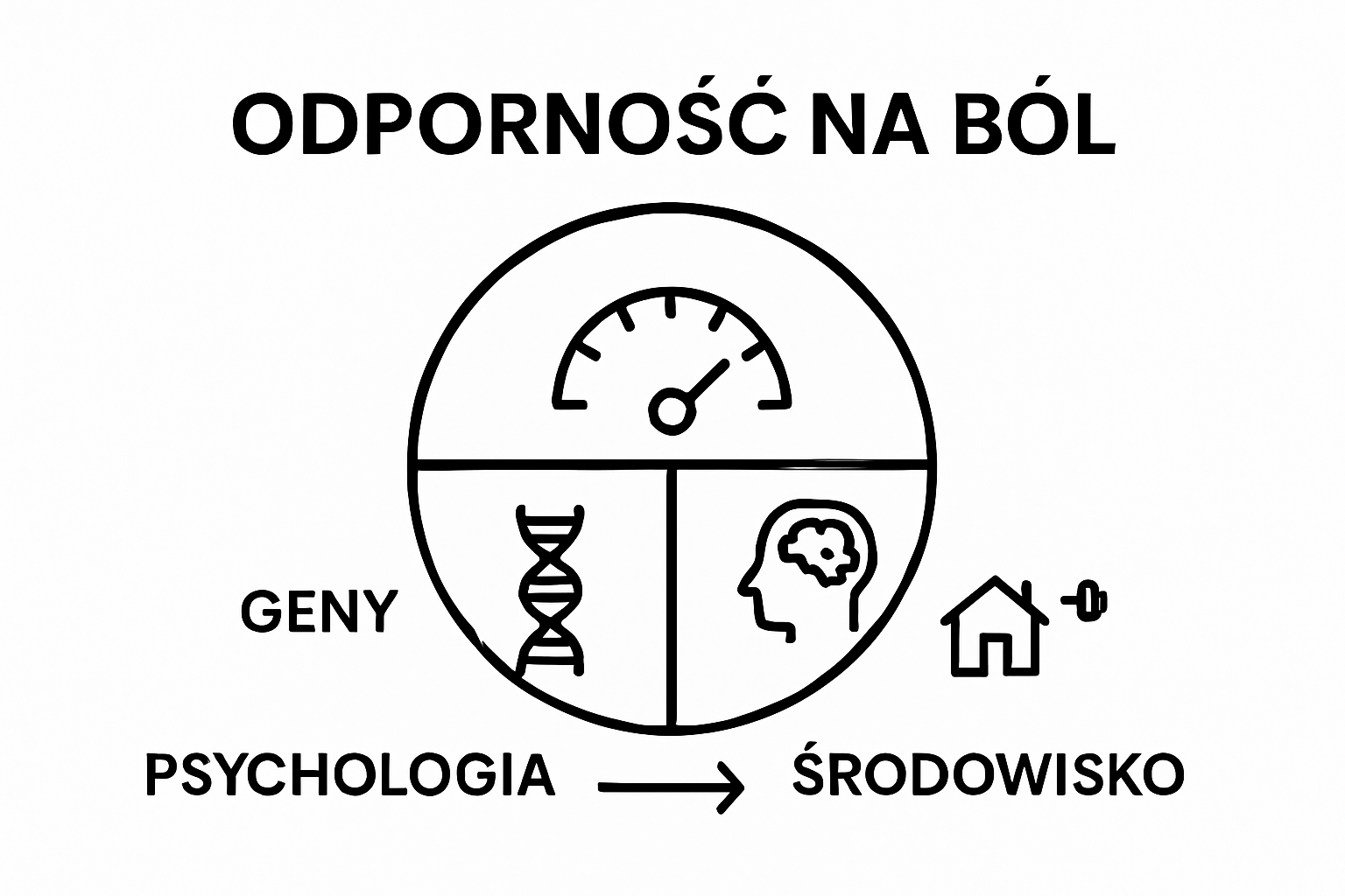 Infographic showing genetics, psychology, and environment as key pain resistance factors