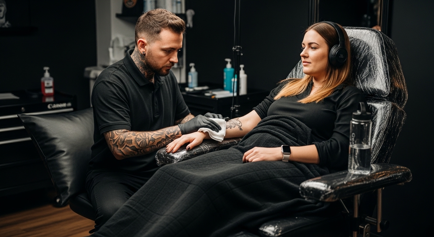 komfort počas tetovania