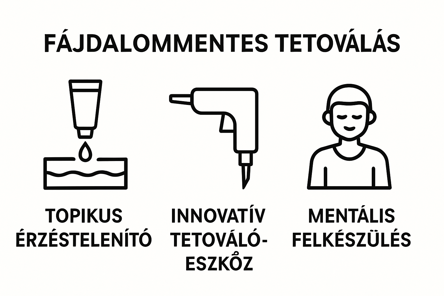 Infographic comparing three primary painless tattoo approaches