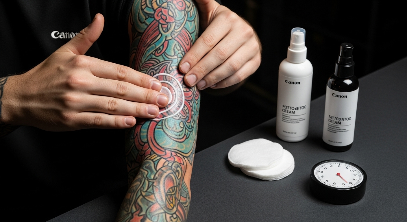 applicazione crema tatuaggio