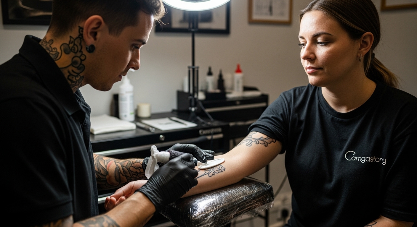 applicazione crema anestetica tatuaggio