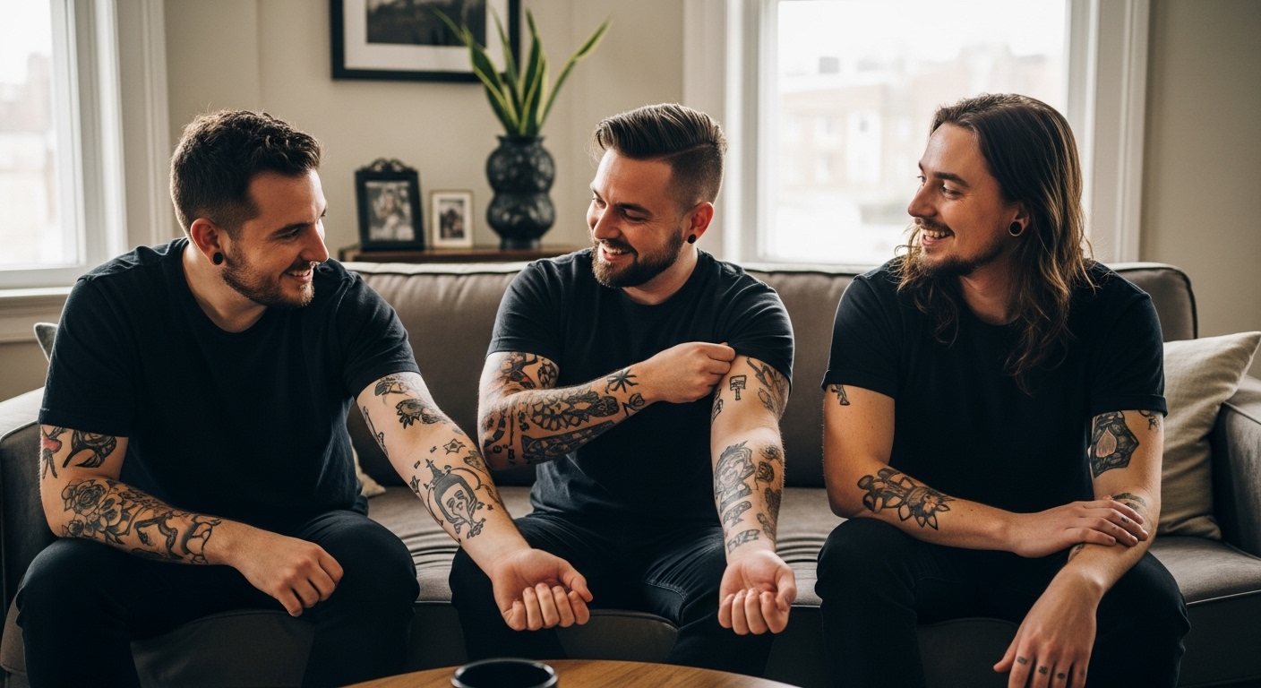 přátelé sdílení tetování