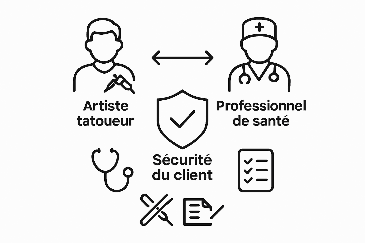 Interaction entre tatoueur et professionnel de santé pour la sécurité du client