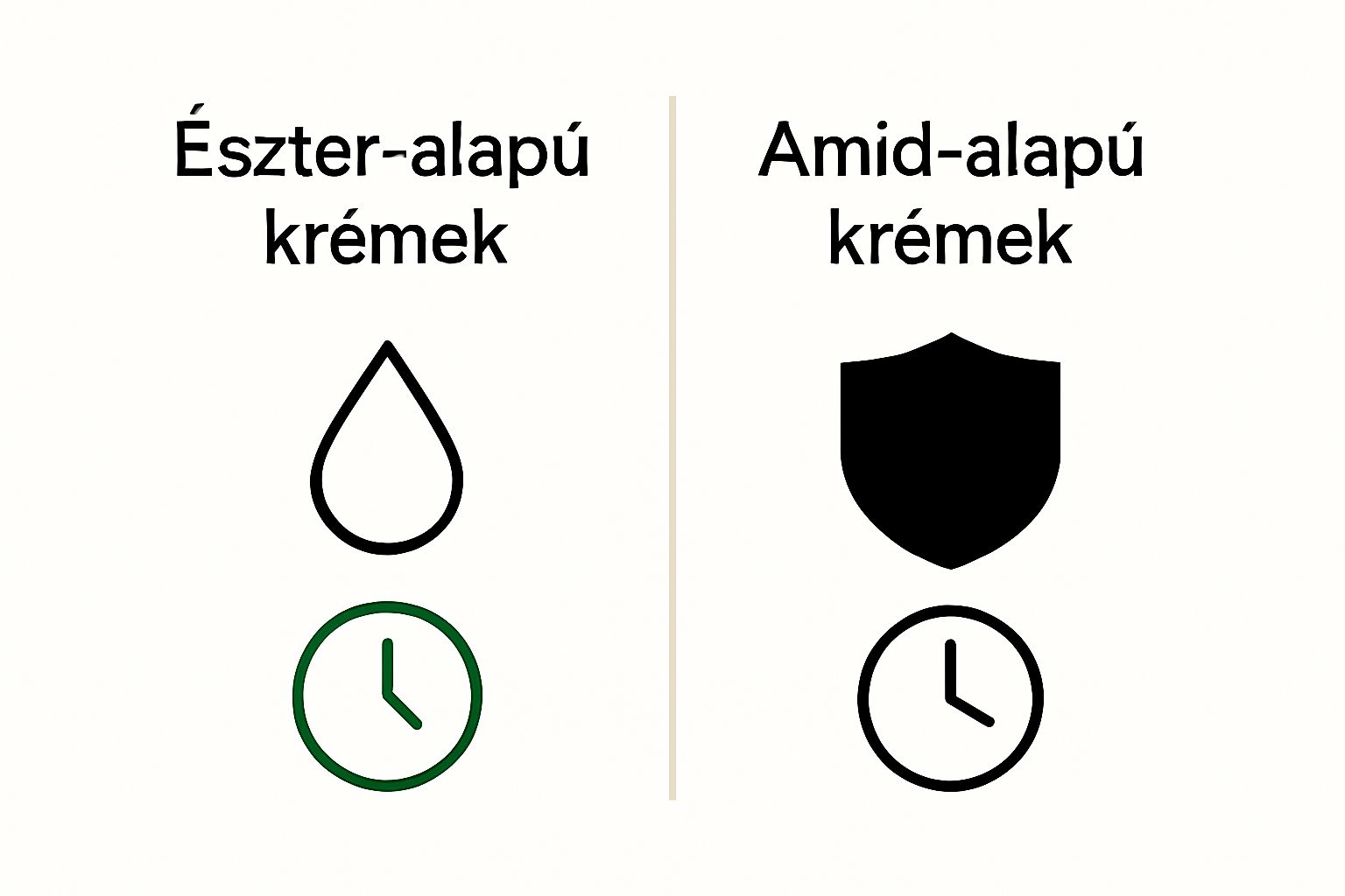 Infographic comparing ester-based and amide-based anesthetic creams.