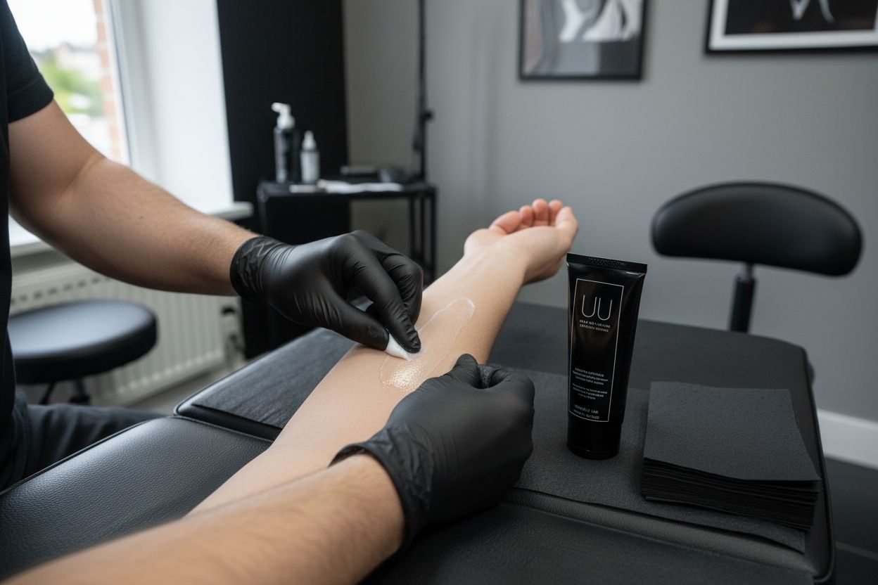 aplikace zklidňujícího krému tetování