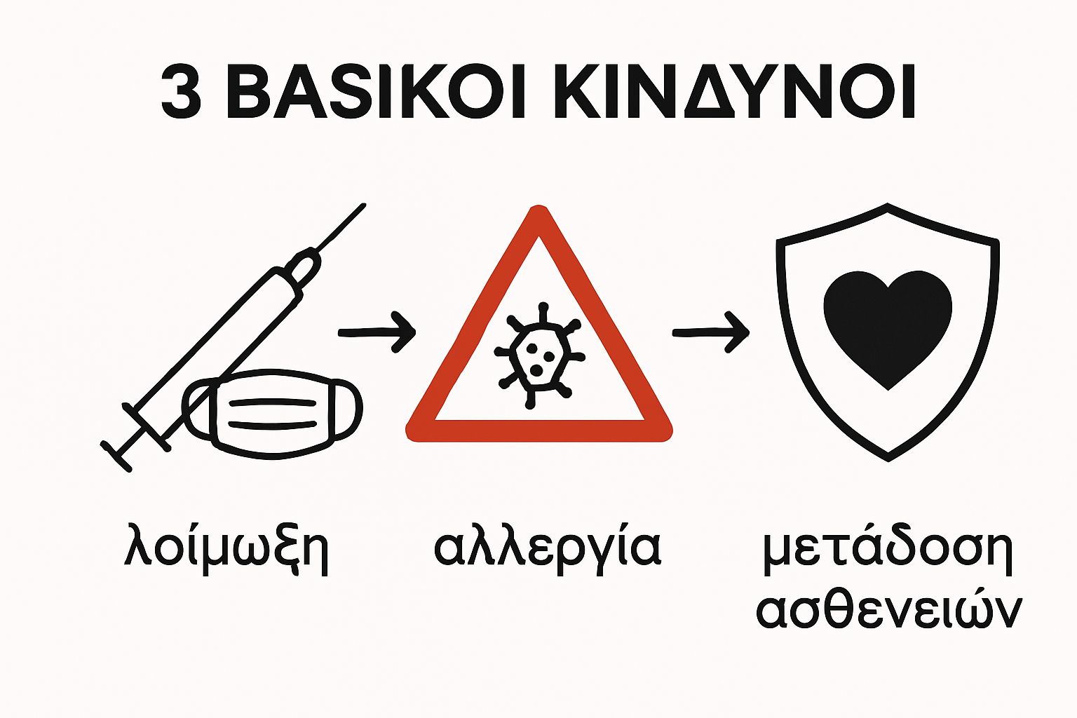 Έγχρωμα εικονίδια που δείχνουν μόλυνση, αλλεργία, προστασία κατά τατουάζ