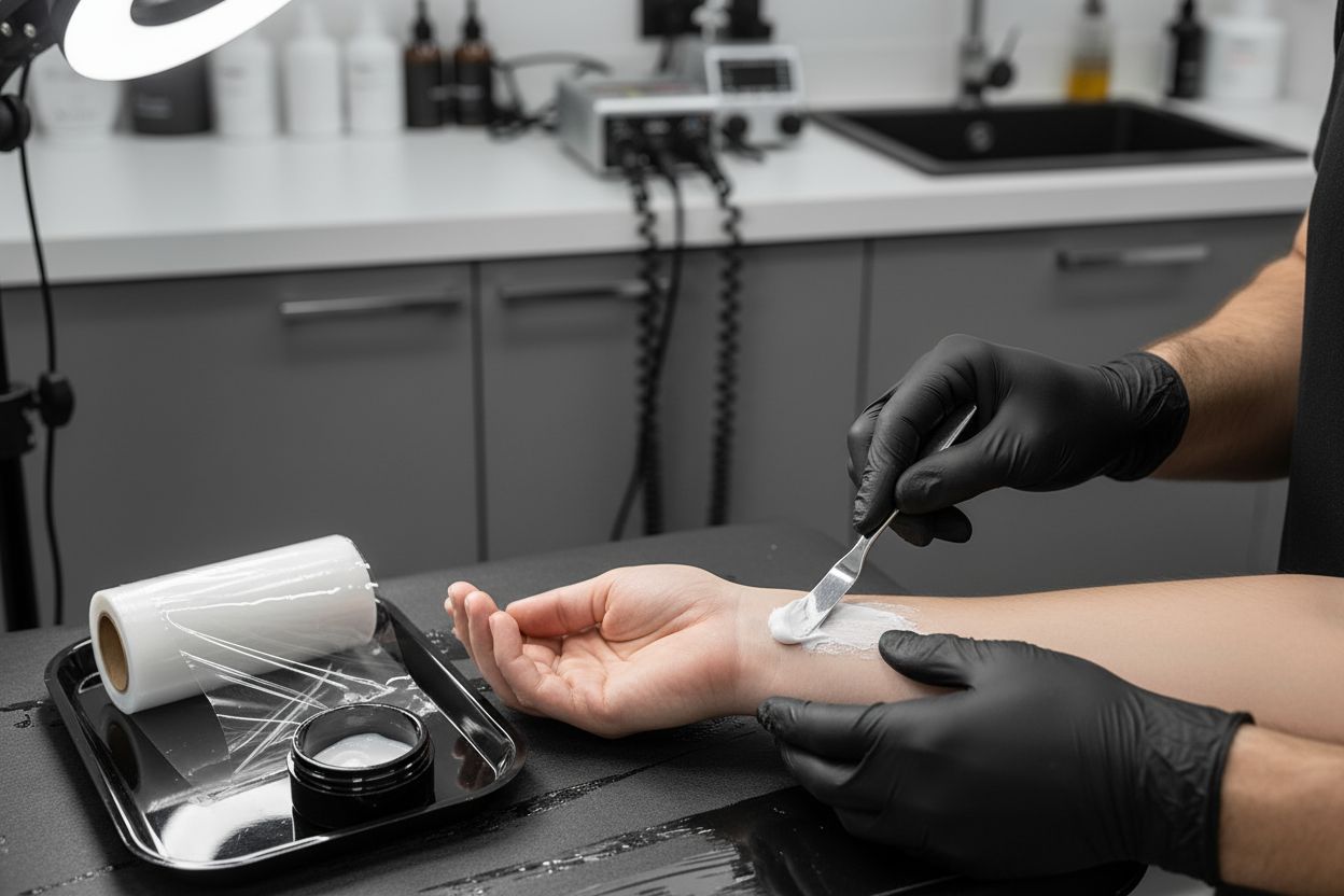 нанасяне упойващ крем татуировка