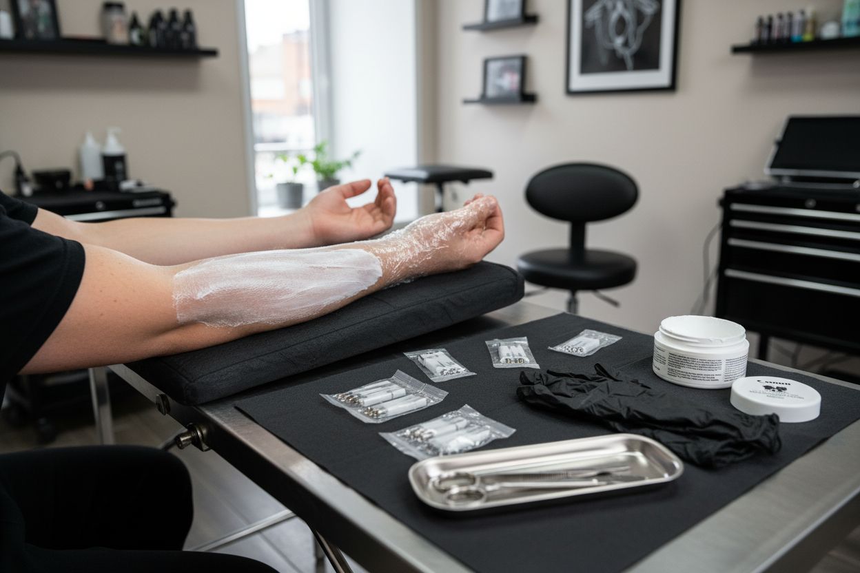 aplikace krému fólie tetování